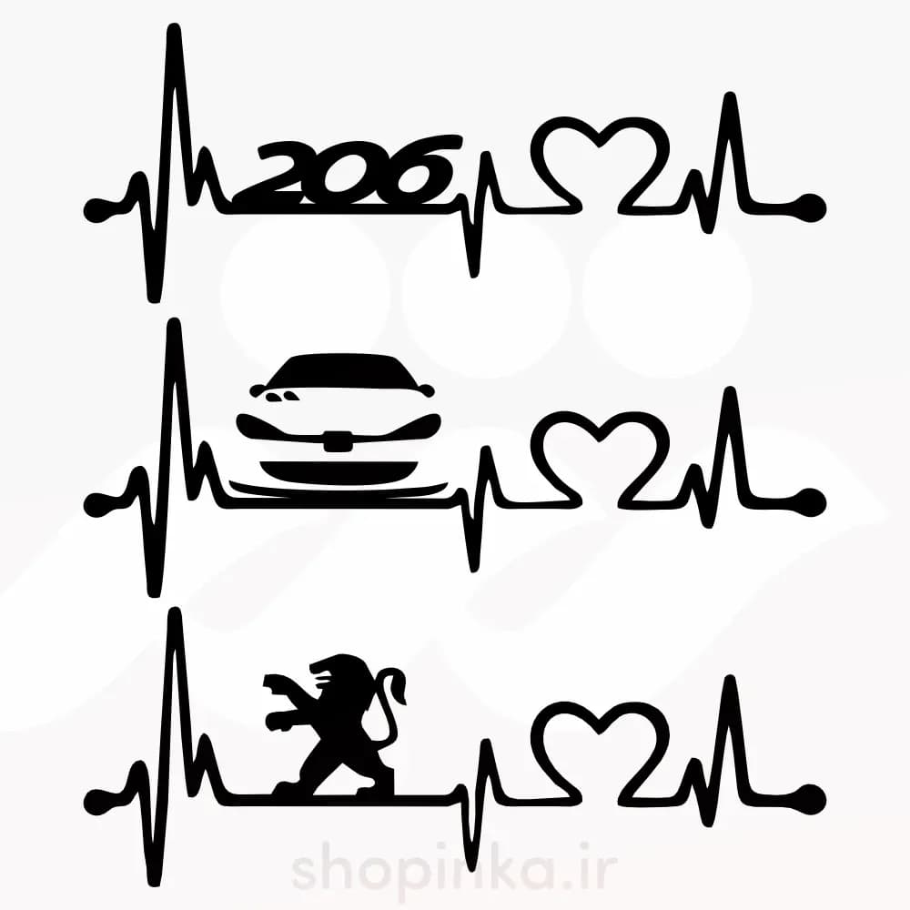 برچسب ماشین طرح ماشین پژو 206  مجموعه 3 عددی