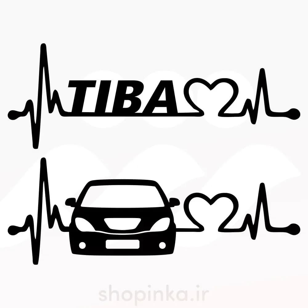 برچسب ماشین طرح ضربان قلب تیبا  بسته 2 عددی