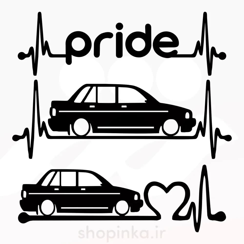 برچسب ماشین طرح ضربان قلب ماشین پراید  بسته 3 عددی